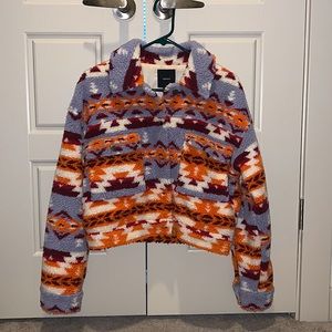 Multi color, cropped forever 21 sherpa jacket. Size Medium